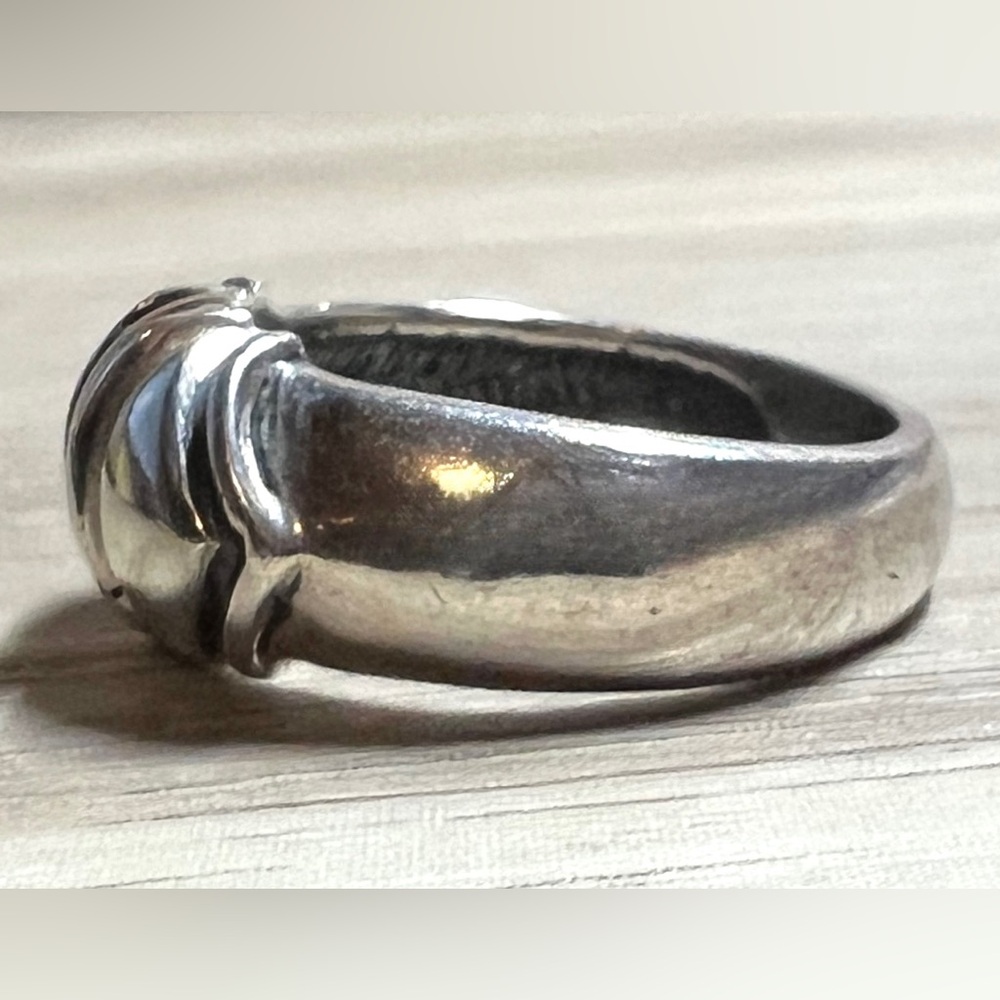 Designer Signed JA Sterling Silver & 18K Yellow Gold Accented Band Ring, Size 6 - Picture 4 of 11